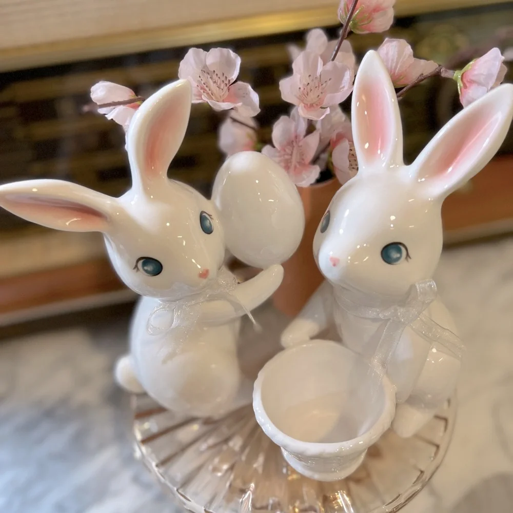 ✨NEW🐰Target Spritz 2023 Ceramic Easter Bunny Bunnies Figurine SET🌷